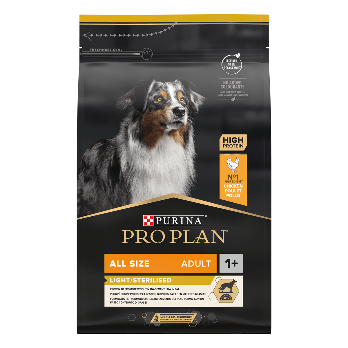 PURINA Pro Plan Light/Sterilised Adult S-XL, Pui, hrană uscată câini sterilizați, 3kg