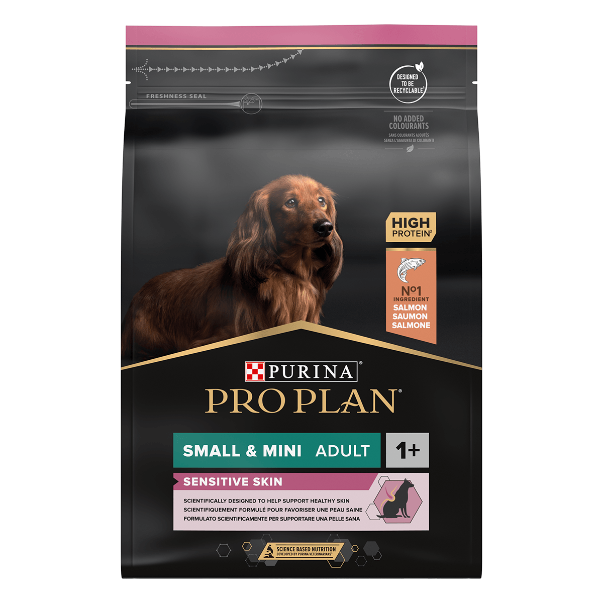 PURINA Pro Plan Sensitive Skin Adult S, Somon, hrană uscată câini, piele și blană, 3kg