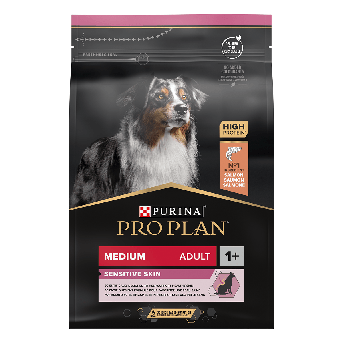 PURINA Pro Plan Sensitive Skin Adult M, Somon, hrană uscată câini, piele și blană, 3kg