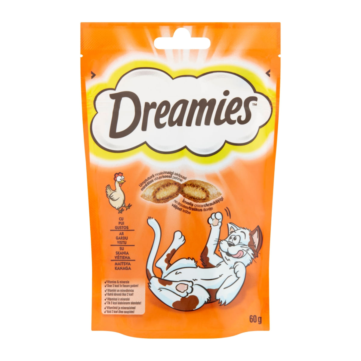 DREAMIES, Pui, punguță recompense pisici, 60g - 1 | YEO