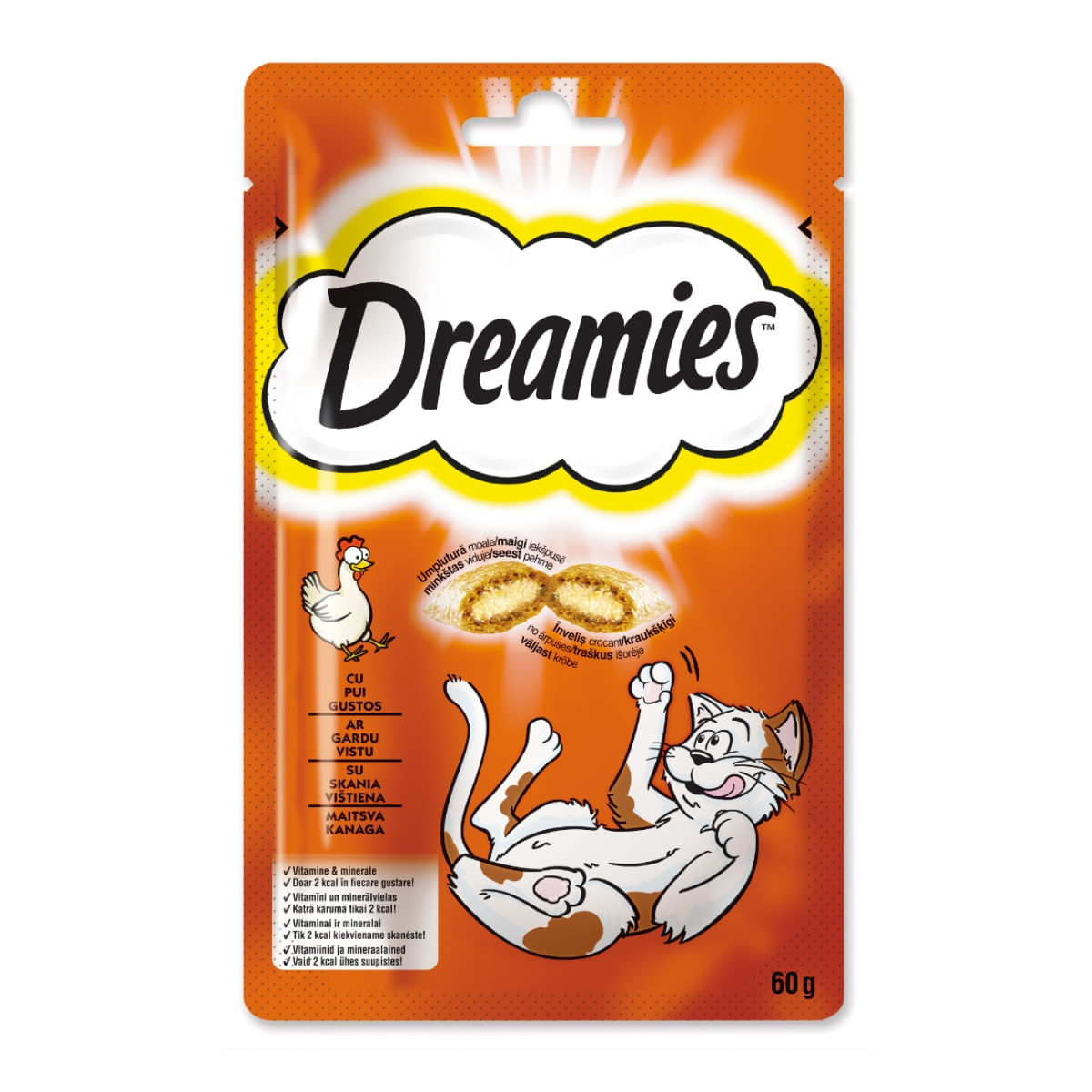 DREAMIES, Pui, punguță recompense pisici, 60g