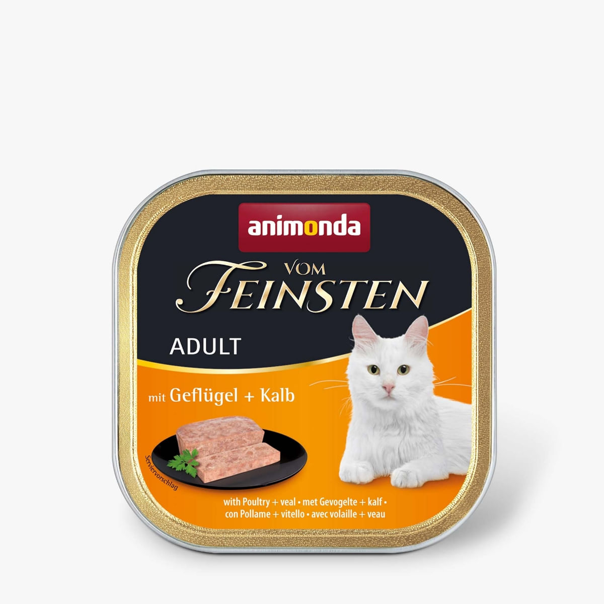 VOM FEINSTEN, Pasăre și Vită, tăviță hrană umedă fără cereale pisici, apetit capricios, (pate), 100g