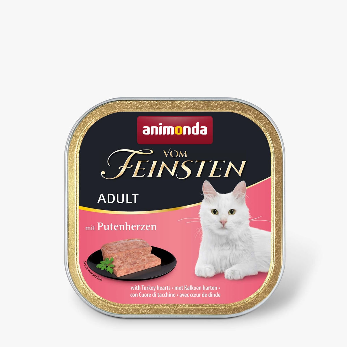 VOM FEINSTEN, Inimi de Curcan, tăviță hrană umedă fără cereale pisici, apetit capricios, (pate), 100g - 1 | YEO