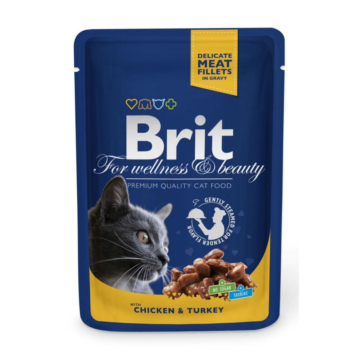 BRIT Premium, Pui și Curcan, plic hrană umedă pisici, (în sos), 100g - 1 | YEO