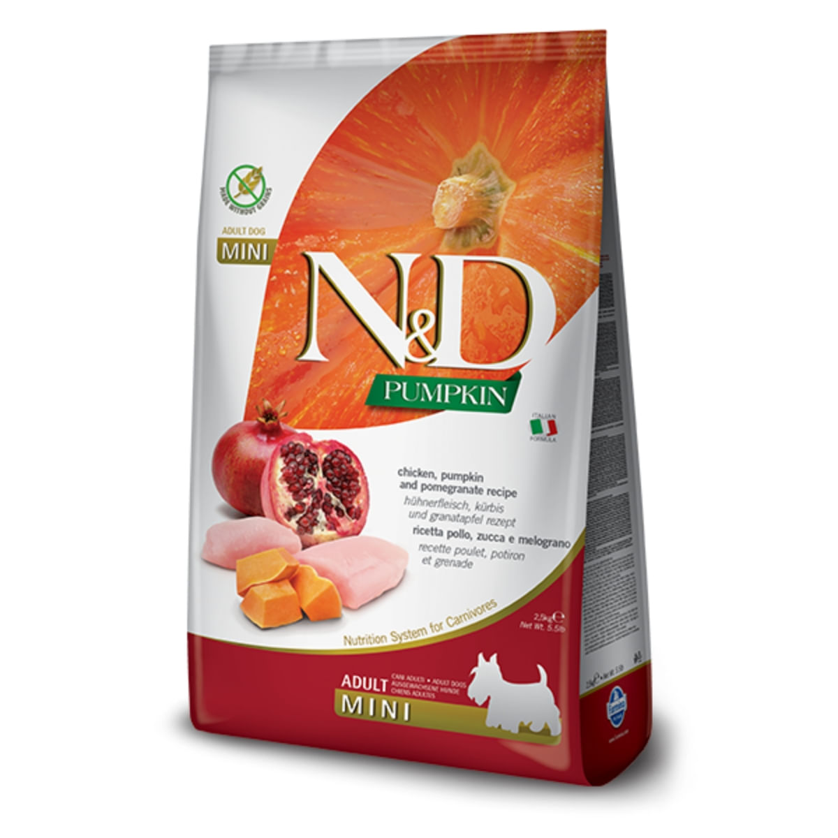 N&D Pumpkin Adult Mini, XS-S, Pui și Rodie, hrană uscată fără cereale câini, 7kg - 1 | YEO