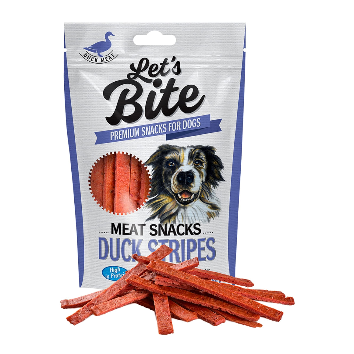 BRIT Let\'s Bite Meat Snacks Duck Stripes, Rață, recompense monoproteice fără cereale câini, fâșii de carne, 80g