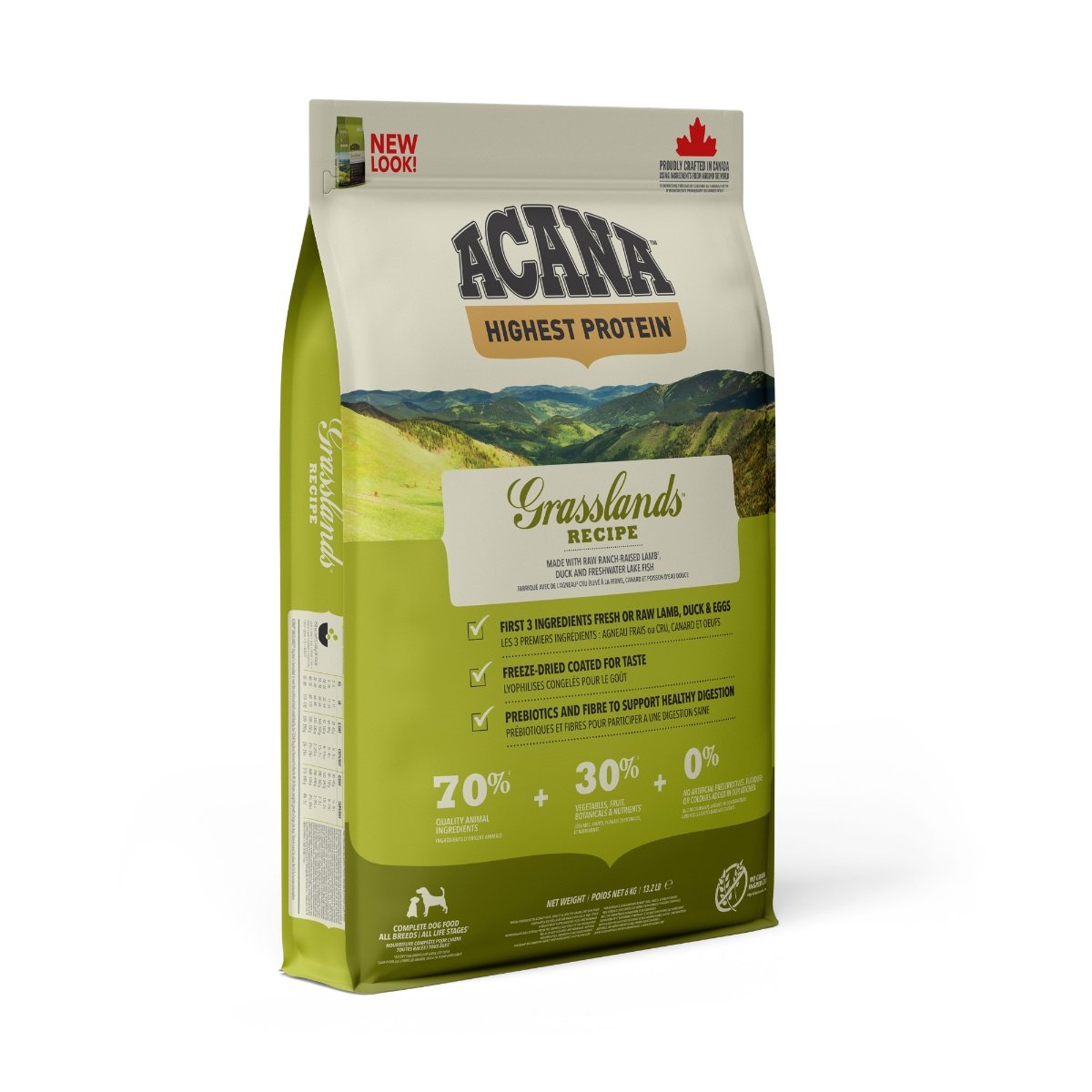 ACANA Highest Protein Grasslands, hrană uscată fără cereale câini, 11.4kg