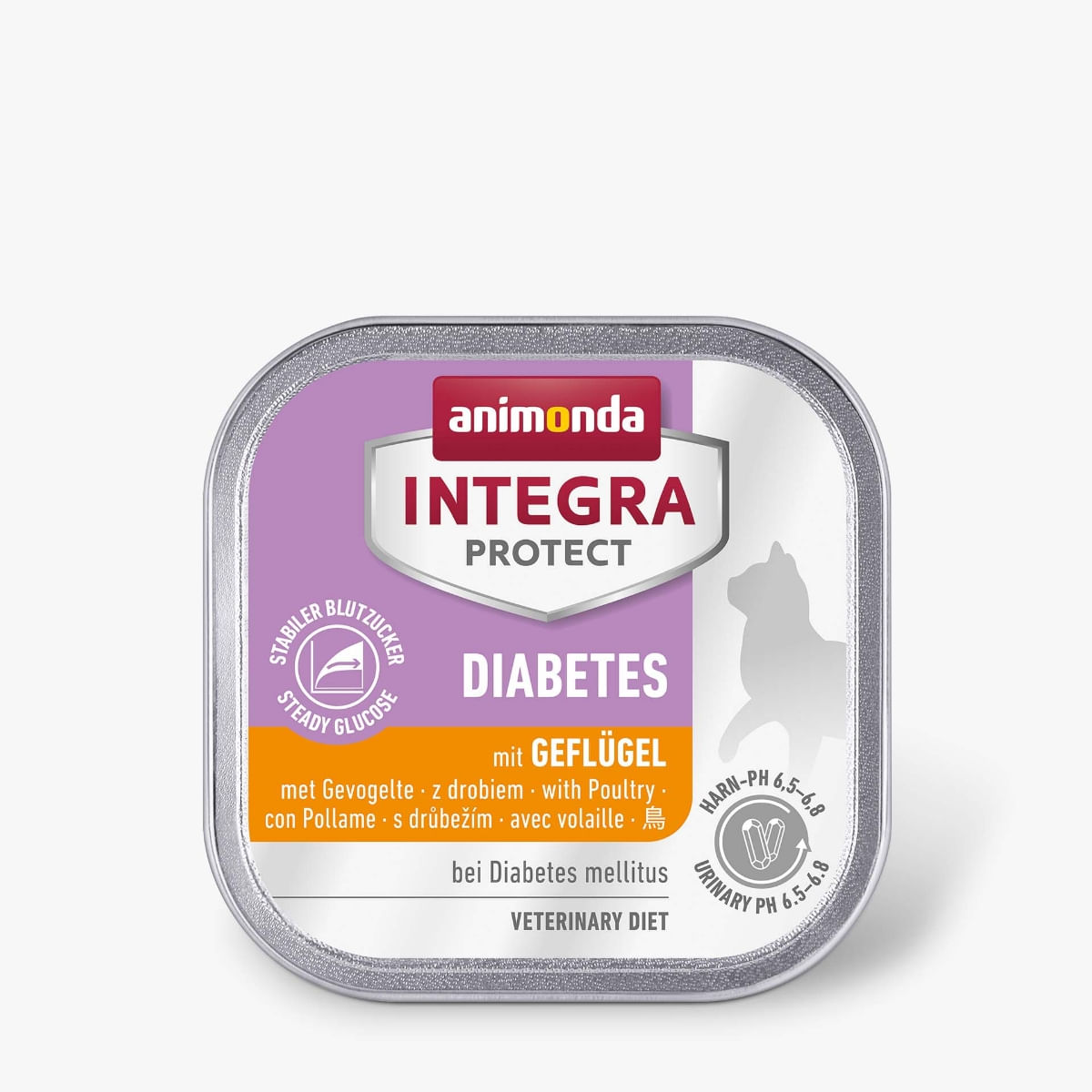 INTEGRA PROTECT Diabetes, Pasăre, dietă veterinară, tăviță hrană umedă fără cereale pisici, diabet, (în aspic), 100g