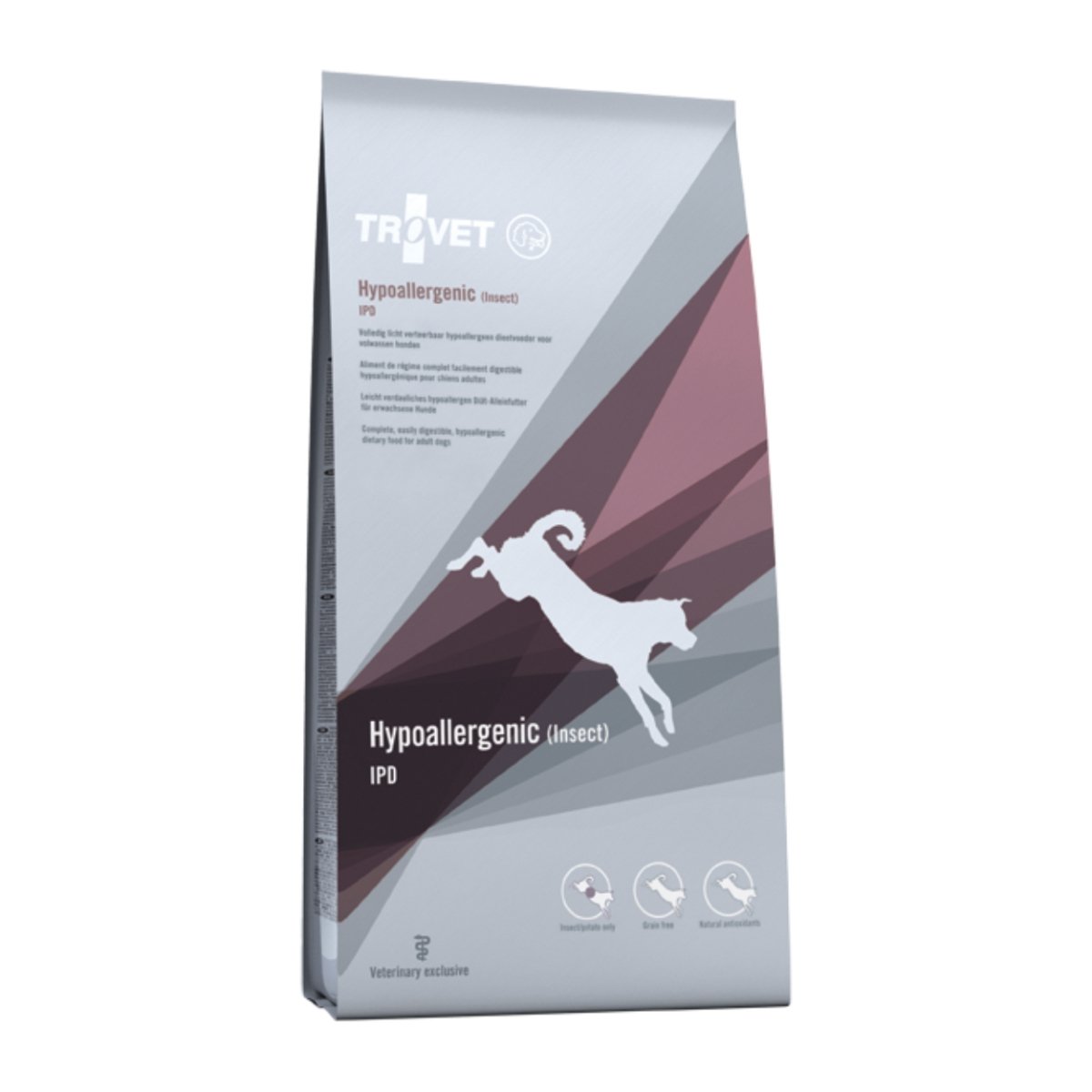 TROVET Dog Hypoallergenic IPD, Proteina de Insecte, dietă veterinară câini, hrană uscată, afecțiuni digestive și dermatologice, 10kg