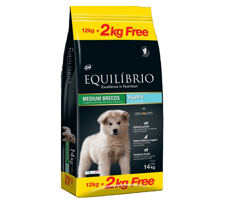 Equilibrio Medium Puppy, 12 + 2 kg Gratuit