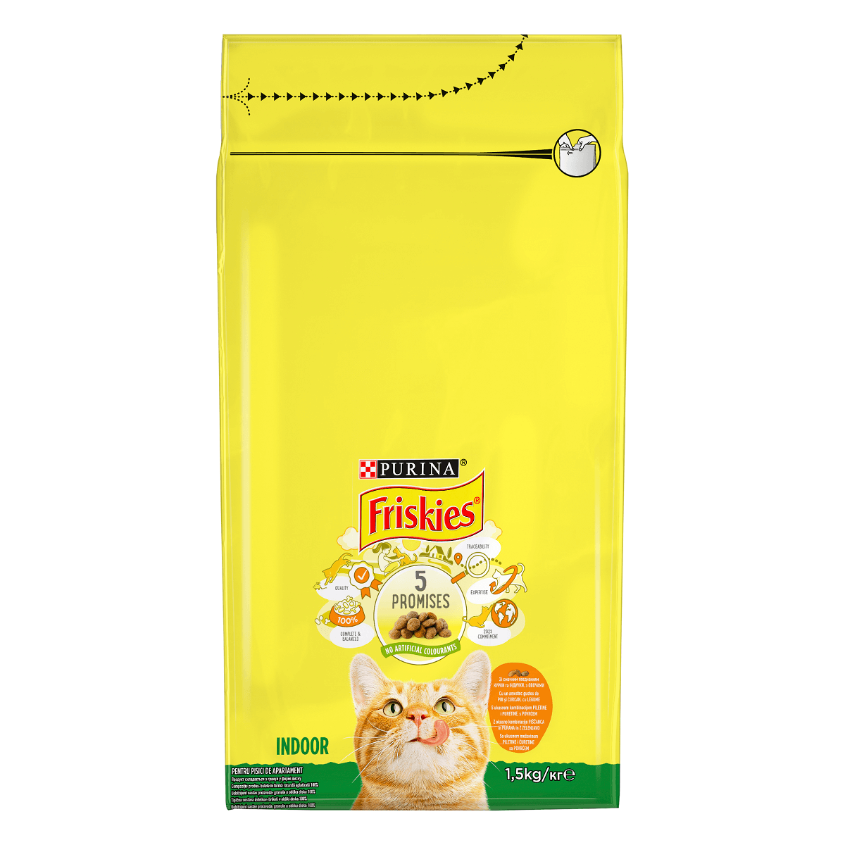 PURINA Friskies Adult Indoor, Pui cu Legume, hrană uscată pisici de interior, 1.5kg