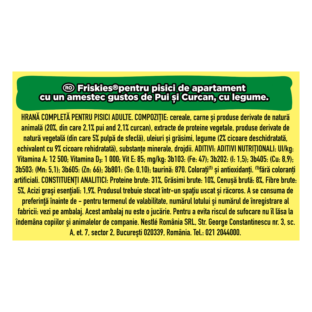 PURINA Friskies Adult Indoor, Pui cu Legume, hrană uscată pisici de interior, 10kg