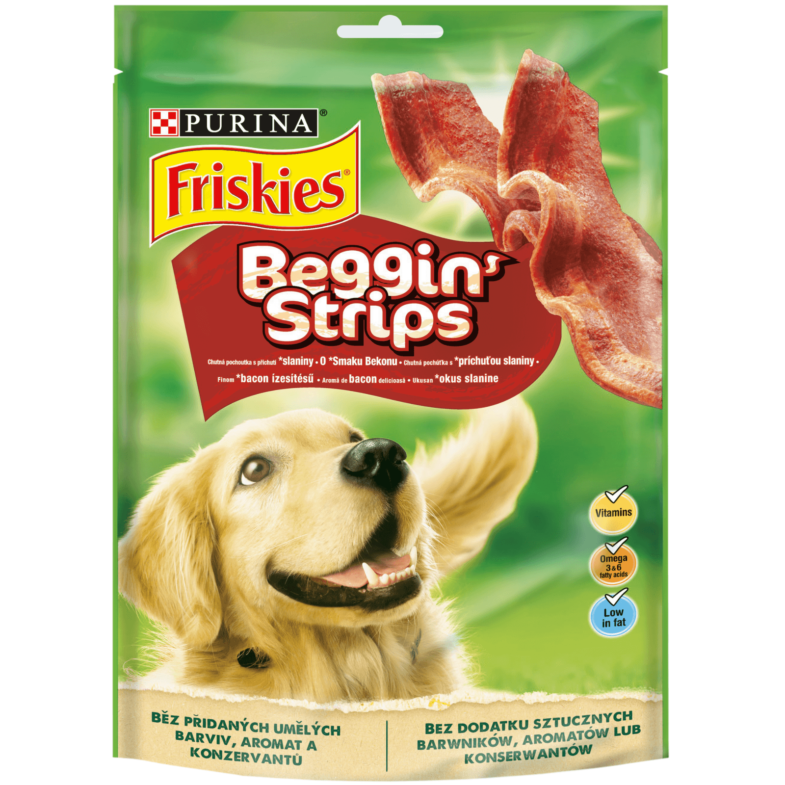 PURINA Friskies Beggin\' Strips, Vită, recompense câini, fâșii, 120g