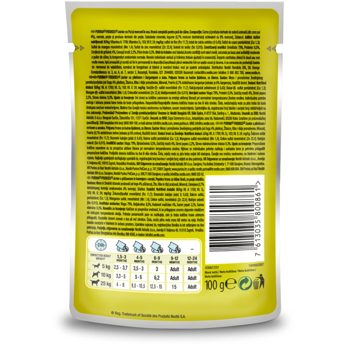 PURINA Friskies Junior, Pui cu Morcov, multipack plic hrană umedă câini, (în sos), 100g x 4 - 3 | YEO
