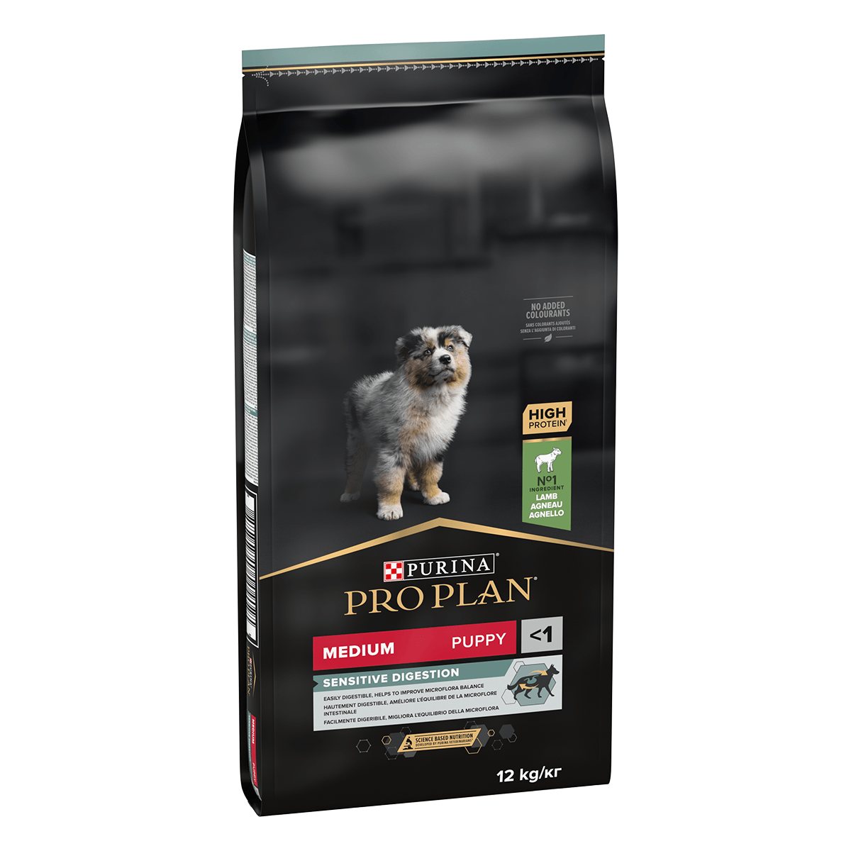 PURINA Pro Plan Sensitive Digestion Puppy M, Miel, hrană uscată câini junior, sensibilități digestive, 12kg