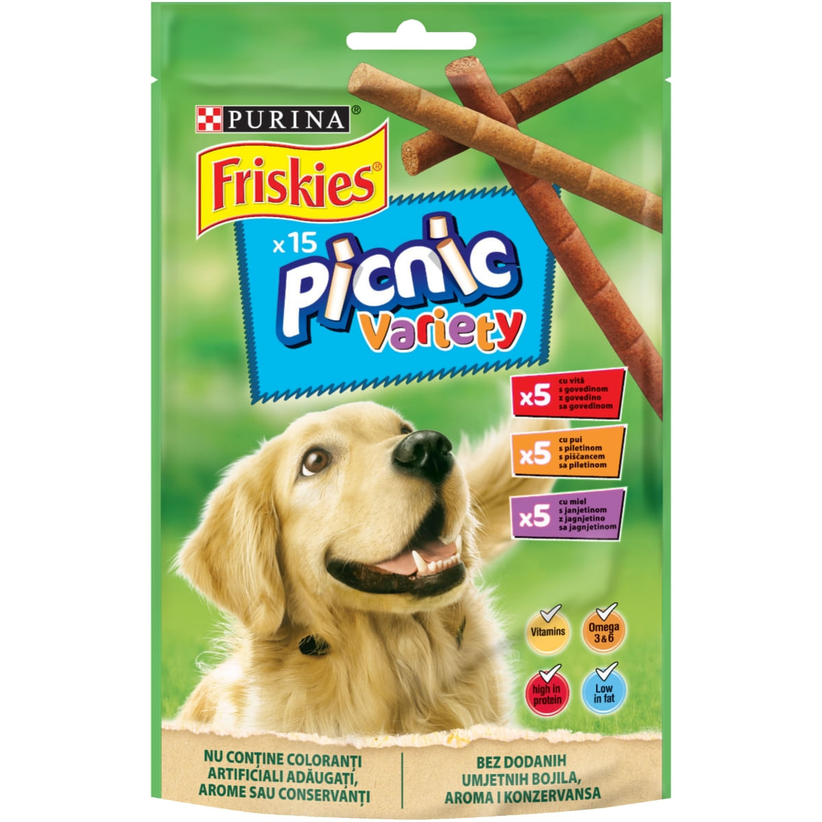 PURINA Friskies Picnic Variety, Vită, Pui și Miel, recompense câini, batoane, 126g - 3 | YEO