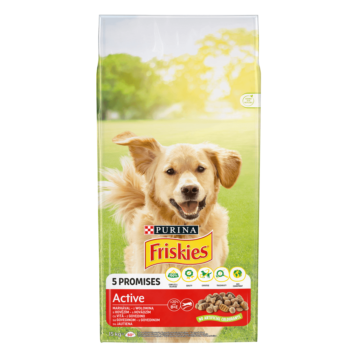 PURINA Friskies Adult Active, Vită, hrană uscată câini, activitate intensă, 15kg