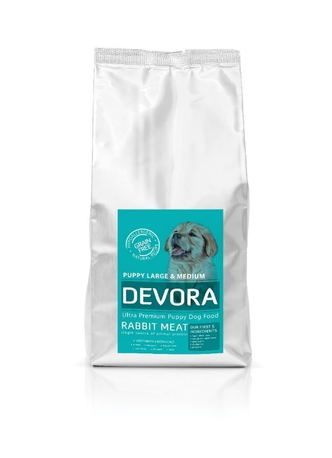 Devora Grain Free Puppy Large si Medium cu Iepure, 4 kg