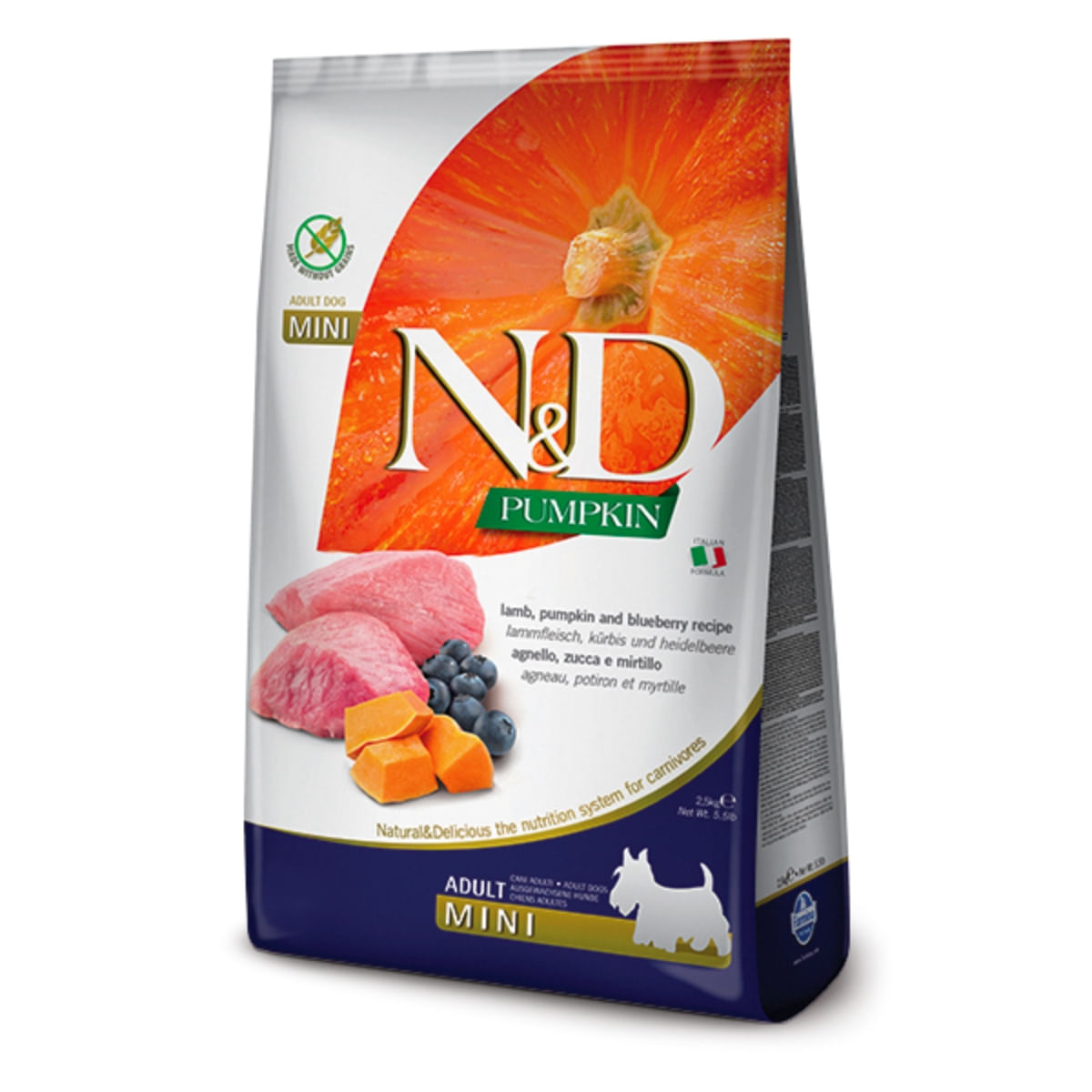 N&D Pumpkin Adult Mini, XS-S, Miel și afine, hrană uscată fără cereale câini, 2.5kg - 1 | YEO