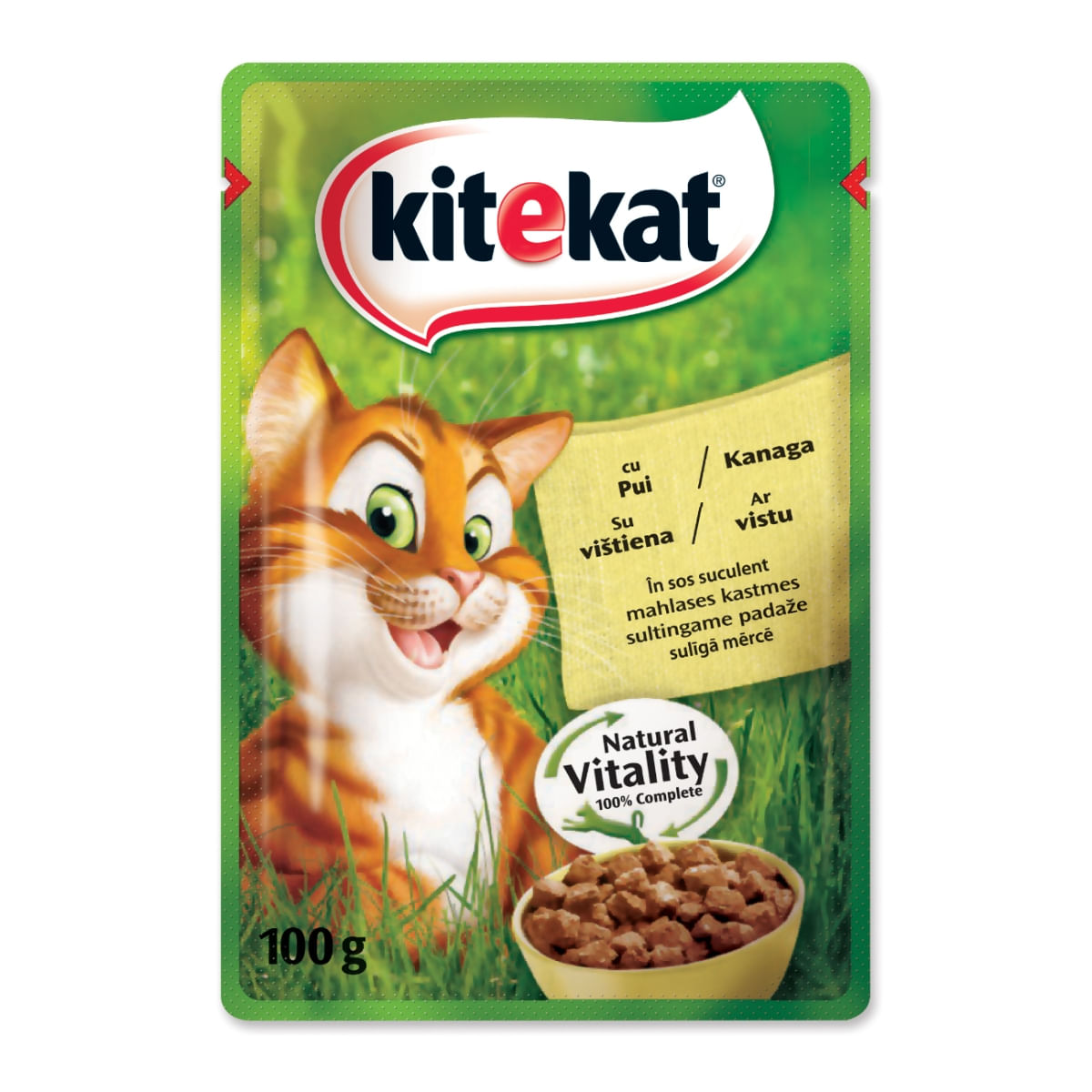 KITEKAT Natural Vitality, Pui, plic hrană umedă pisici, (în sos), 85 g