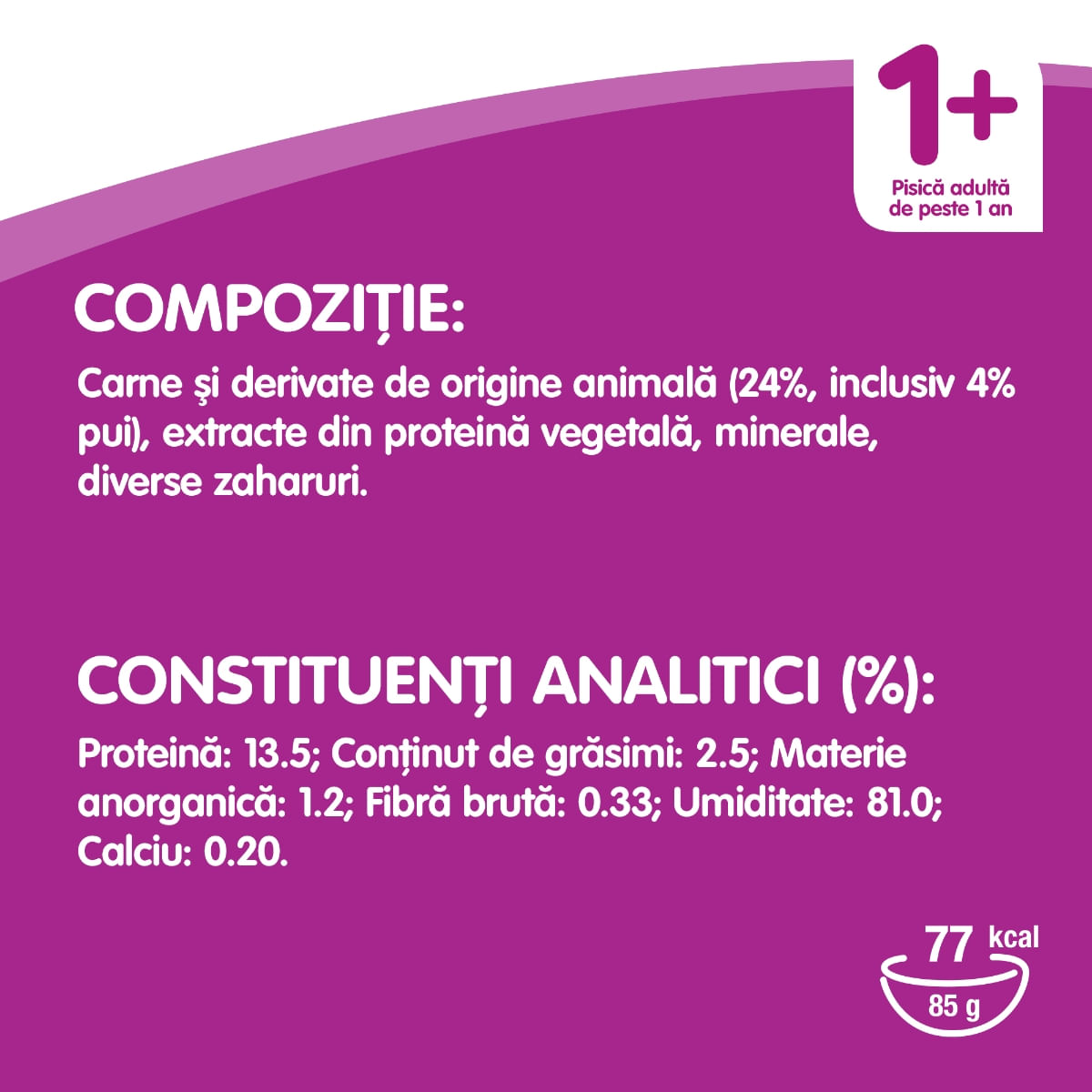 WHISKAS Casserole, Vită, hrană umedă pisici, (în aspic) WHISKAS Casserole, Vită, plic hrană umedă pisici, (în aspic), 85g