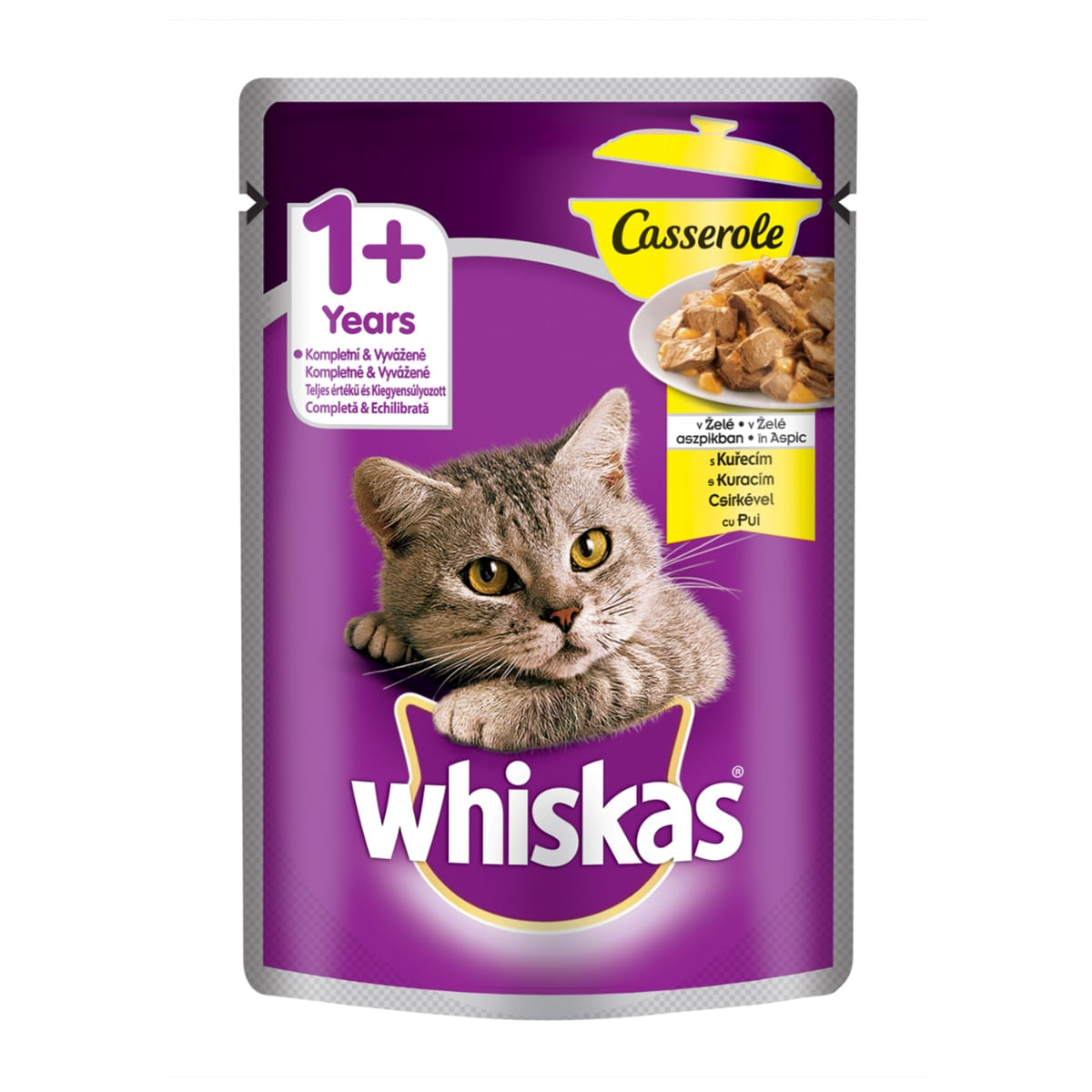 WHISKAS Pure Delight, Pui, plic hrană umedă pisici, (în aspic), 85g