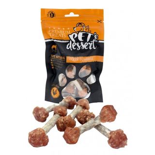 PET'S DESSERT Dumbbell, XS-XL, Pui, punguță recompense fără cereale câini, 80g
