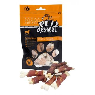 PET'S DESSERT Bone & Chicken, XS-XL, Pui, punguță recompense fără cereale câini, 500g