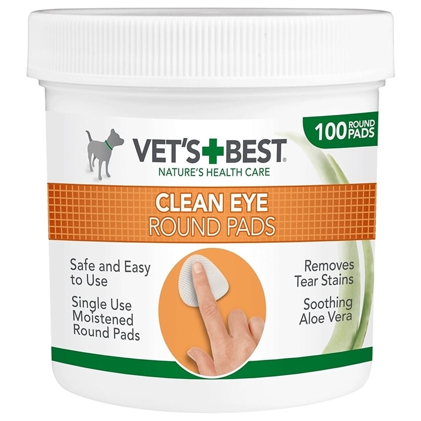 VET\'S BEST Clean Eye, șervețele igiena ochilor câini, anti-pete, Aloe Vera, cutie, 100buc - 2 | YEO