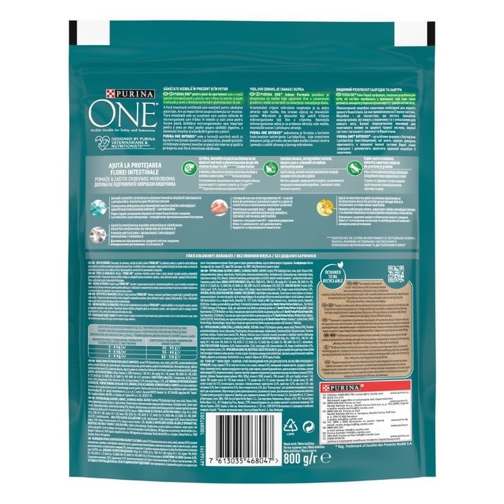 PURINA One Indoor, Curcan cu Cereale Integrale, hrană uscată pisici, 800g - 4 | YEO