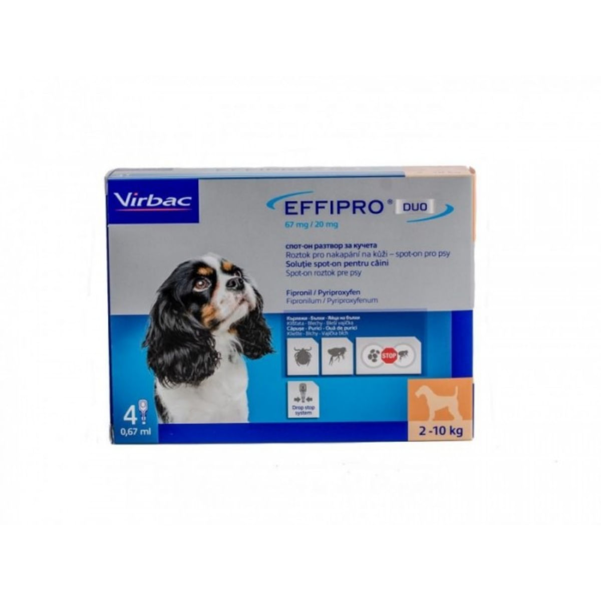 EFFIPRO Duo SD, deparazitare externă câini, pipetă repelentă, XS-S(2 - 10kg), 4buc