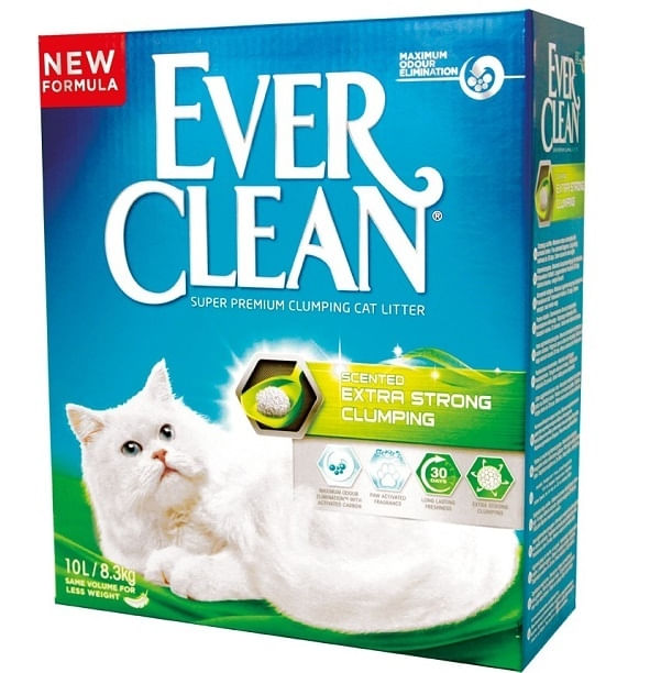 EVER CLEAN Extra Strong, Fresh, așternut igienic pisici, granule, bentonită, aglomerant, neutralizare mirosuri, 10l