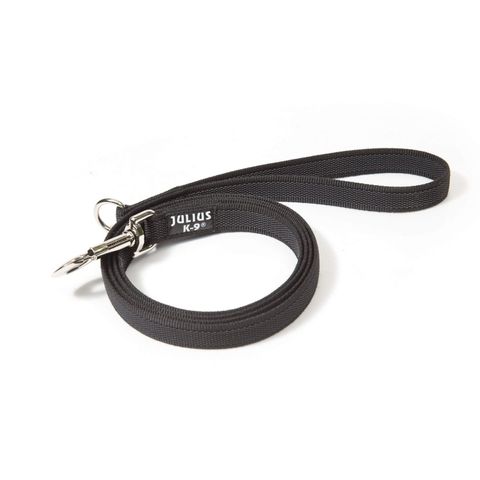 JULIUS-K9 Color & Gray, lesă antiderapantă cu mâner câini, 50kg, textil, bandă, 20mm x 2m, negru