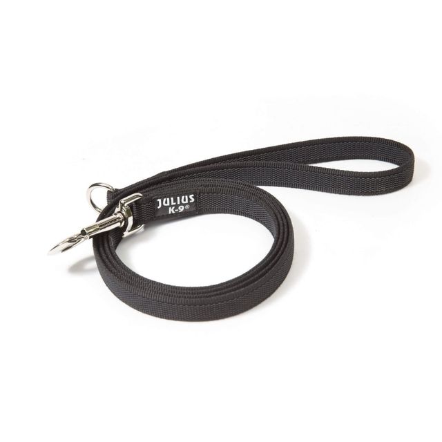 JULIUS-K9 Color & Gray, lesă antiderapantă cu mâner câini, 50kg, textil, bandă, 20mm x 2m, negru