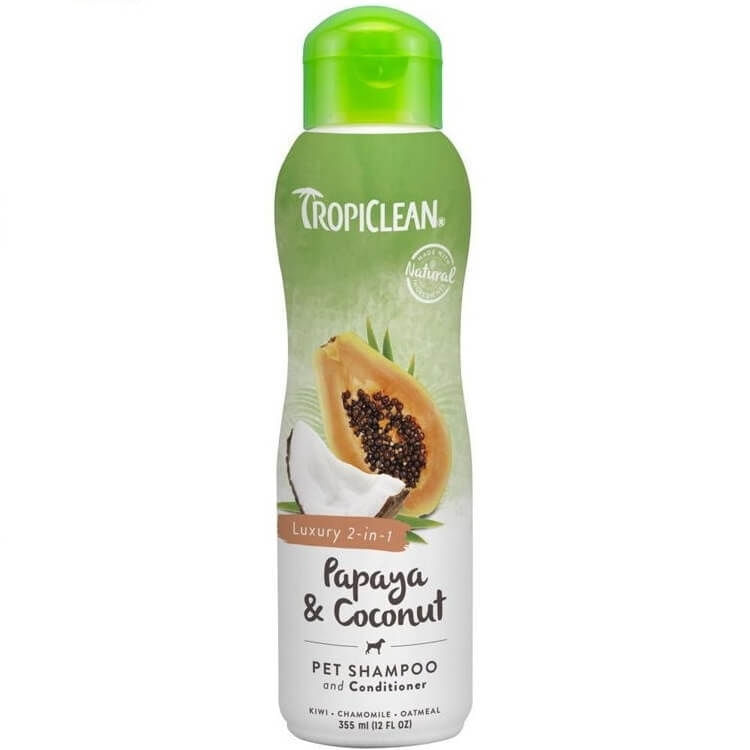 TROPICLEAN, șampon și balsam 2în1 câini, Papaya și Nucă de cocos, flacon, 592ml