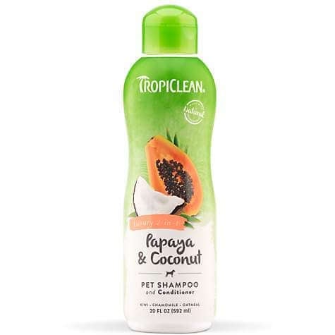 TROPICLEAN, șampon și balsam 2în1 câini, Papaya și Nucă de cocos, flacon, 355ml