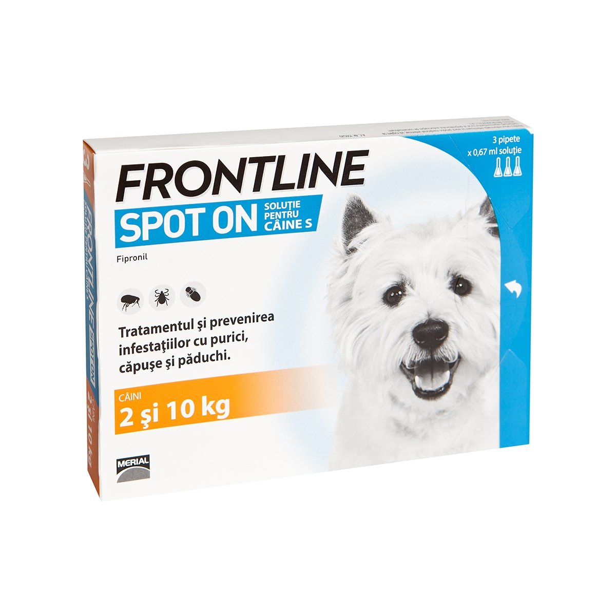 FRONTLINE Spot-On, soluție antiparazitară, câini 2-10kg, 3 pipete - 1 | YEO