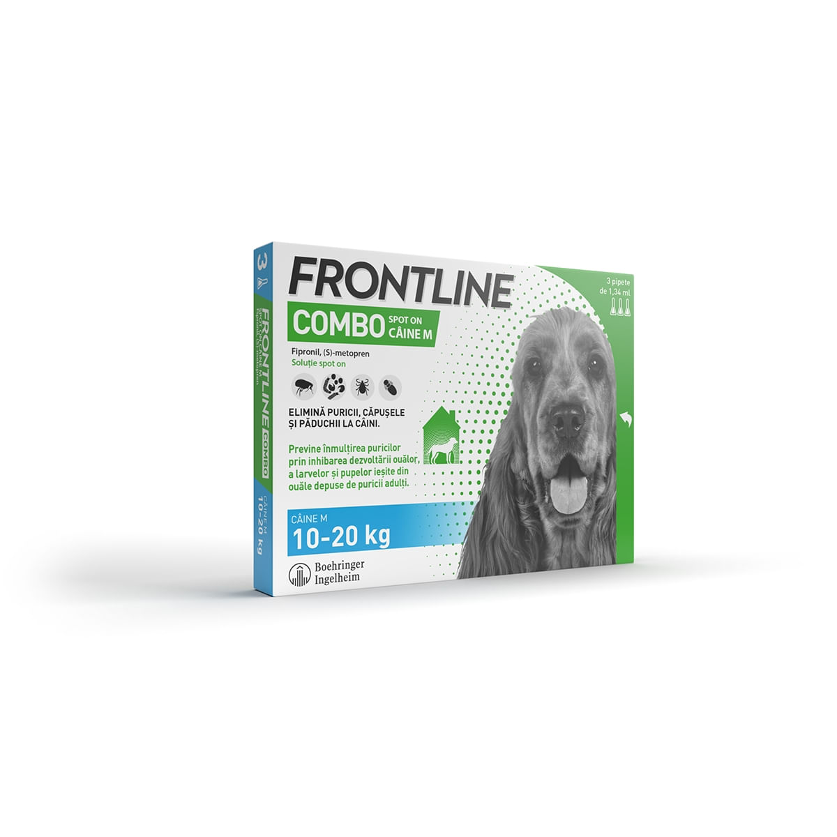 Frontline Combo, soluție spot-on antiparazitara, caini FRONTLINE Combo, spot-on, soluție antiparazitară, câini 10-20kg, 3 pipete - 2 | YEO