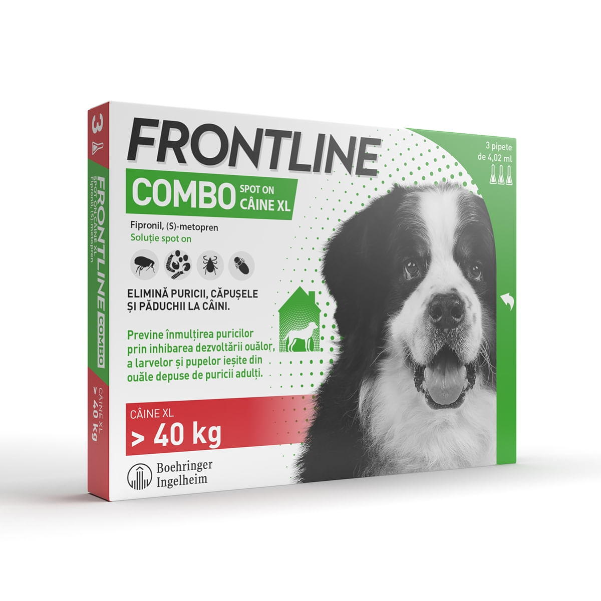 Frontline Combo, soluție spot-on antiparazitara, caini FRONTLINE Combo, spot-on, soluție antiparazitară, câini 40-60kg, 3 pipete - 2 | YEO