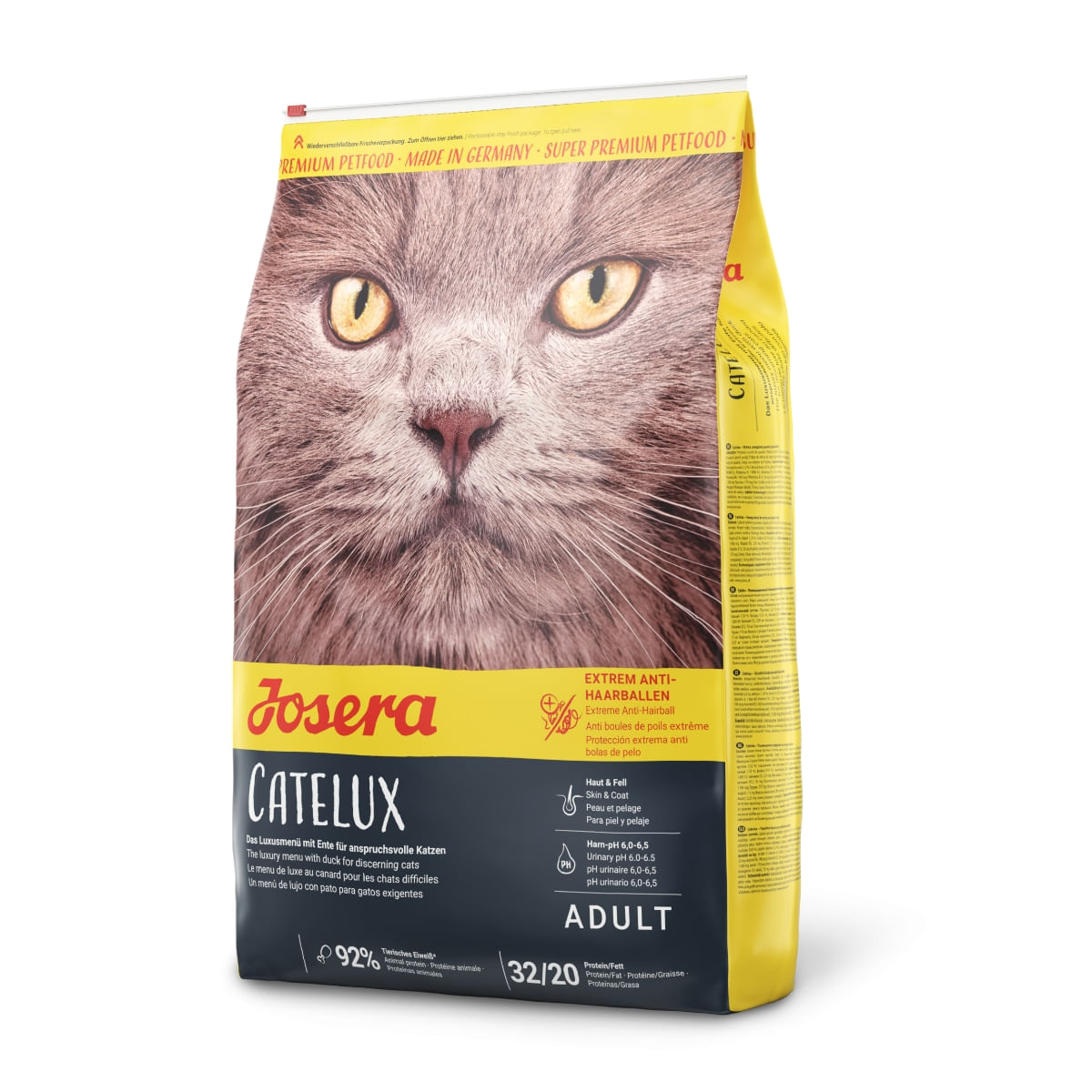 JOSERA Catelux, Rață, hrană uscată pisici, limitarea ghemurilor de blană, 10kg - 1 | YEO