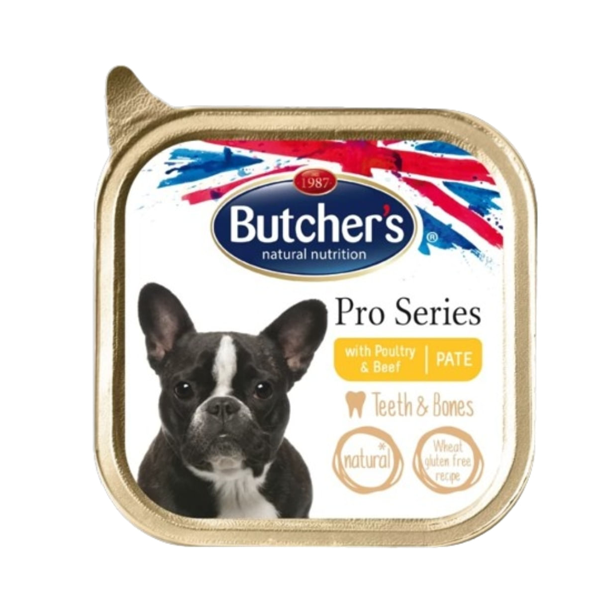 BUTCHER\'S Pro Series Teeth & Bones, XS-S, Pasăre și Vită, tăviță hrană umedă câini, sensibilități dentare, (pate), 150g