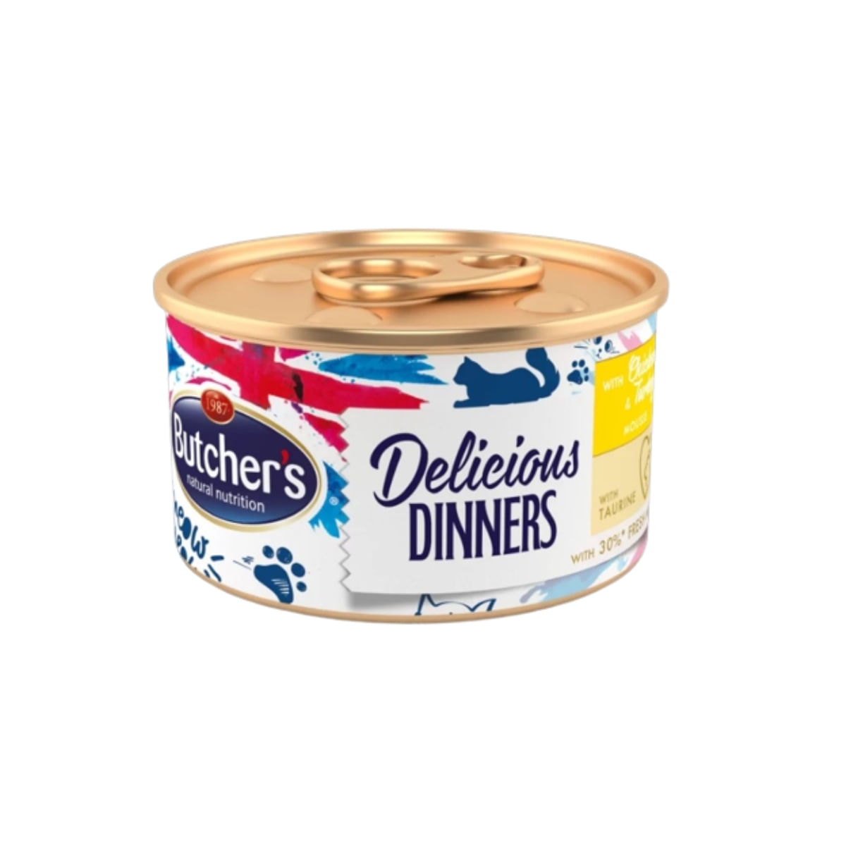 BUTCHER\'S Delicious Dinners, Pui și Curcan, conservă hrană umedă fără cereale pisici, apetit capricios, (pate), 85g - 1 | YEO