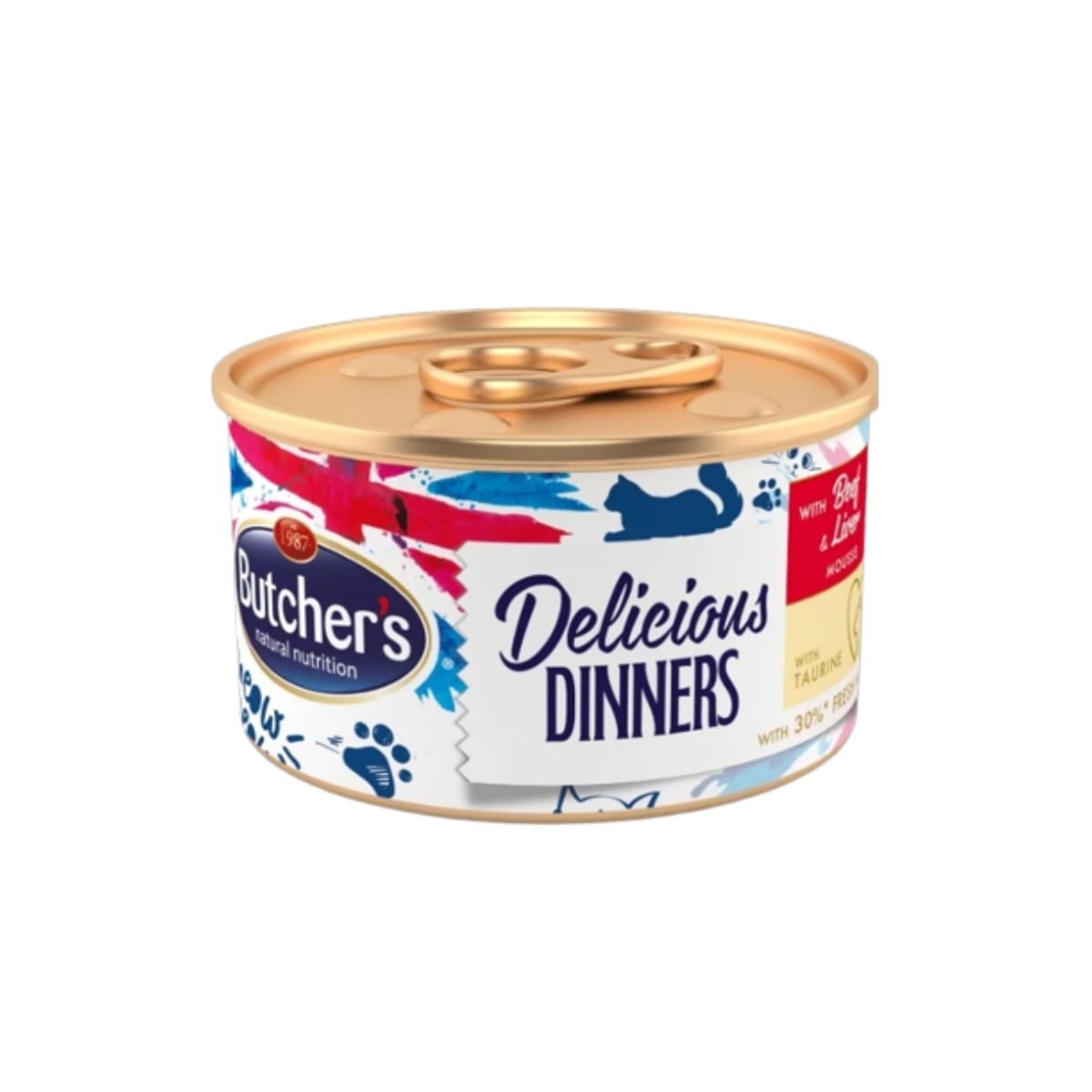 BUTCHER\'S Delicious Dinners, Vită și Ficat, conservă hrană umedă fără cereale pisici, apetit capricios, (pate), 85g