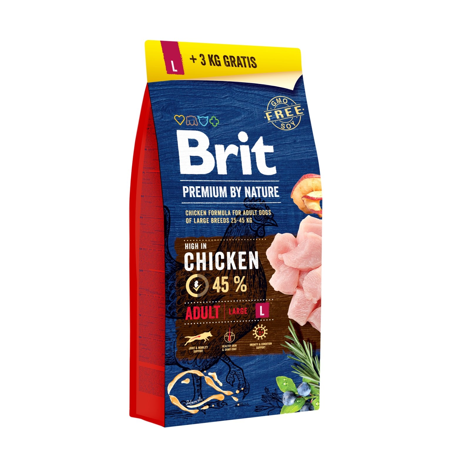 BRIT Premium By Nature Adult Large Breed, L, Pui, hrană uscată câini, 15kg+3kg GRATUIT