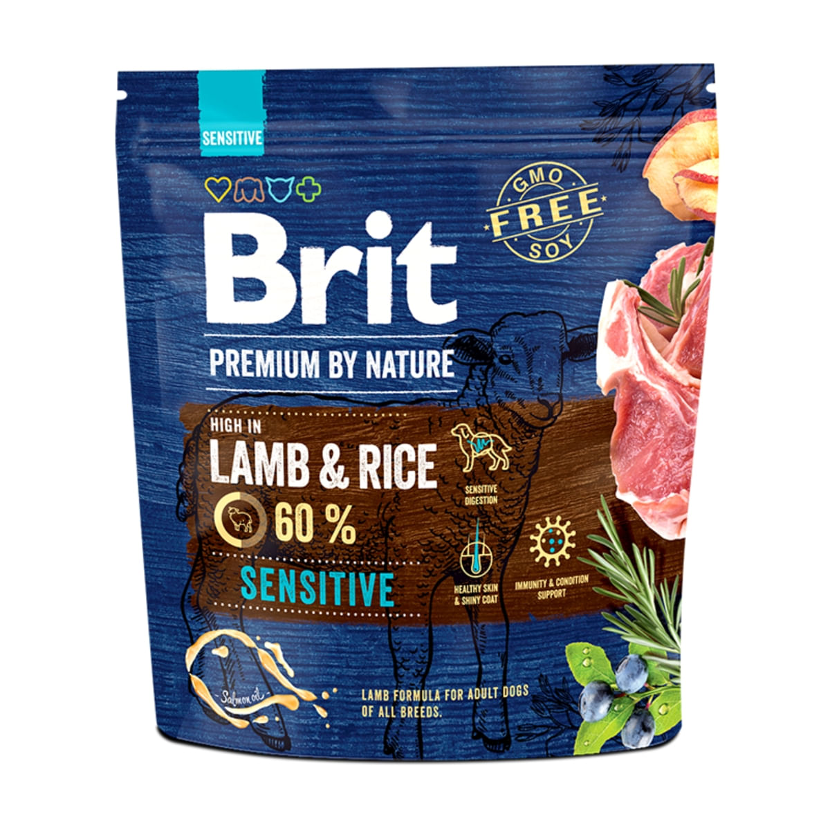 BRIT Premium By Nature Sensitive, Miel, hrană uscată câini, sensibilitați digestive, 1kg - 1 | YEO