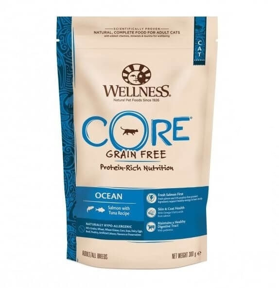 Hrana Uscata pentru Pisici, Wellness Core Dry cu Somon si Ton, 300 g