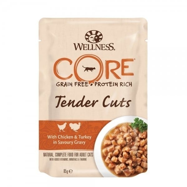 Wellness Core Cat Tender Cuts Pui si Curcan, in Sos, 85 g - 1 | YEO