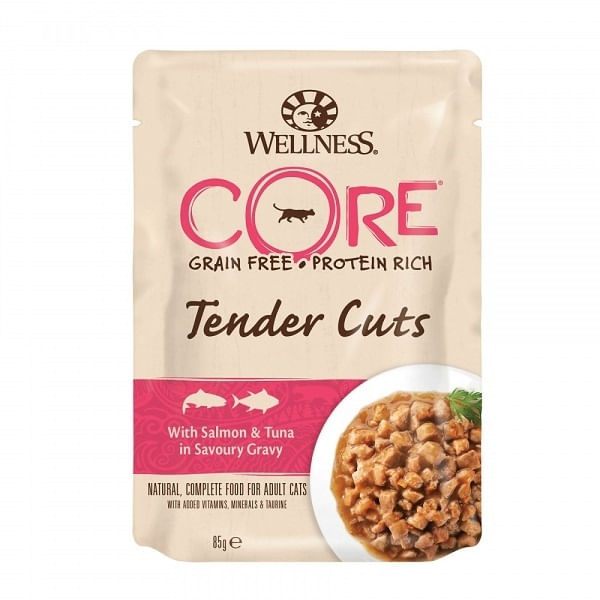 Hrana Umeda Wellness Core Cat Tender Cuts cu Somon si Ton, in Sos, 85 g - 1 | YEO