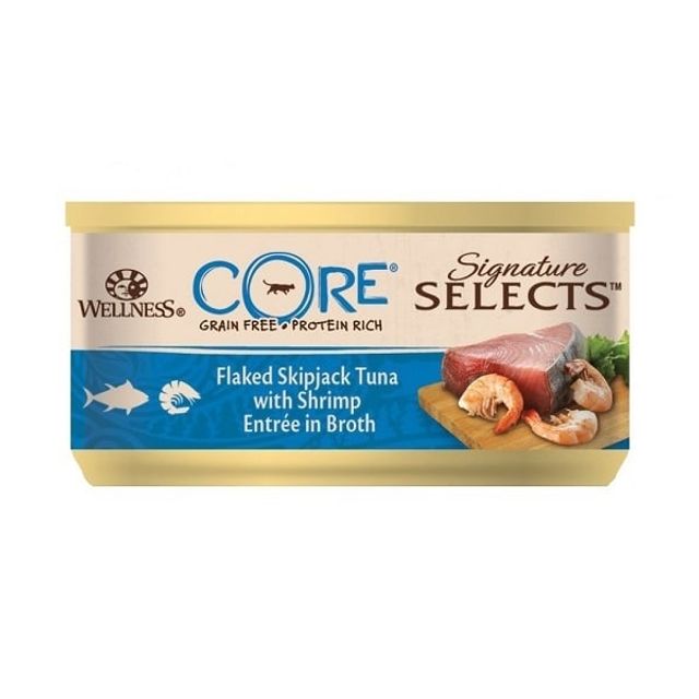 Hrana Umeda Wellness Core Signature Select cu Ton si Creveti, in Supa, 79 g