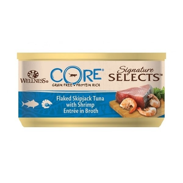 Hrana Umeda Wellness Core Signature Select cu Ton si Creveti, in Supa, 79 g